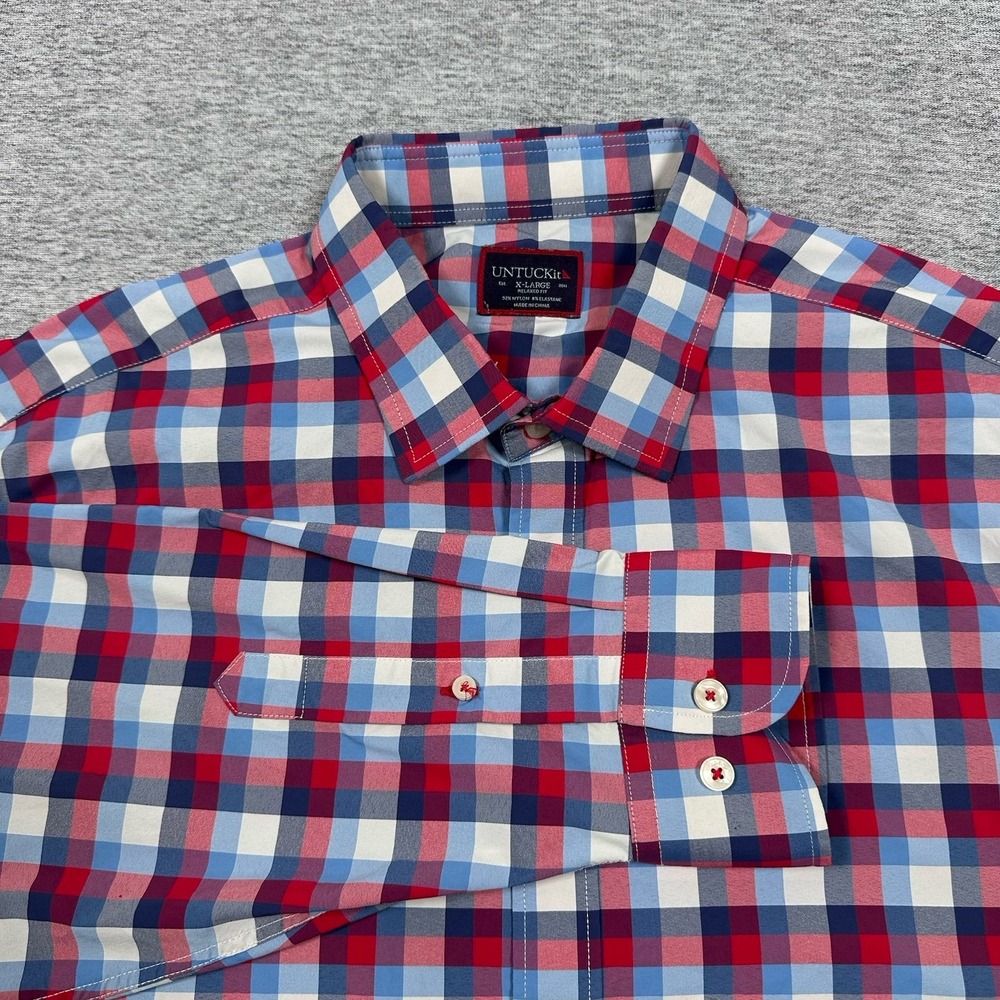 UNTUCKit Shirt Mens XL Relaxed Plaid Performance Stretch Button Up City Preppy